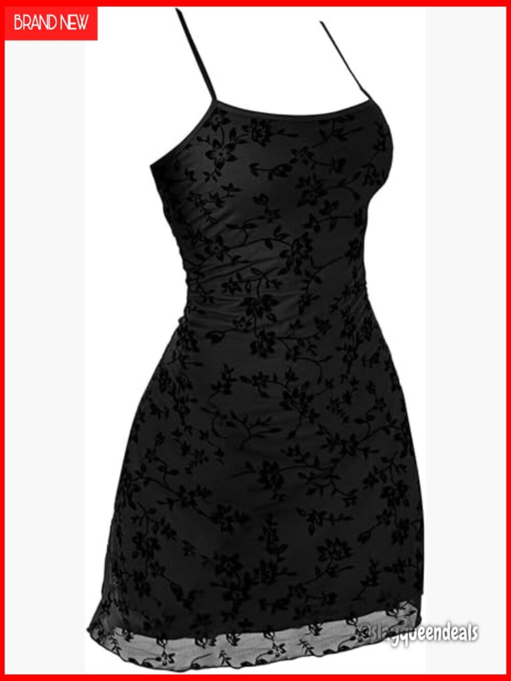 Verdusa Women's Floral Spaghetti Strap Mini Dress Mesh Going Out Summer Sundress